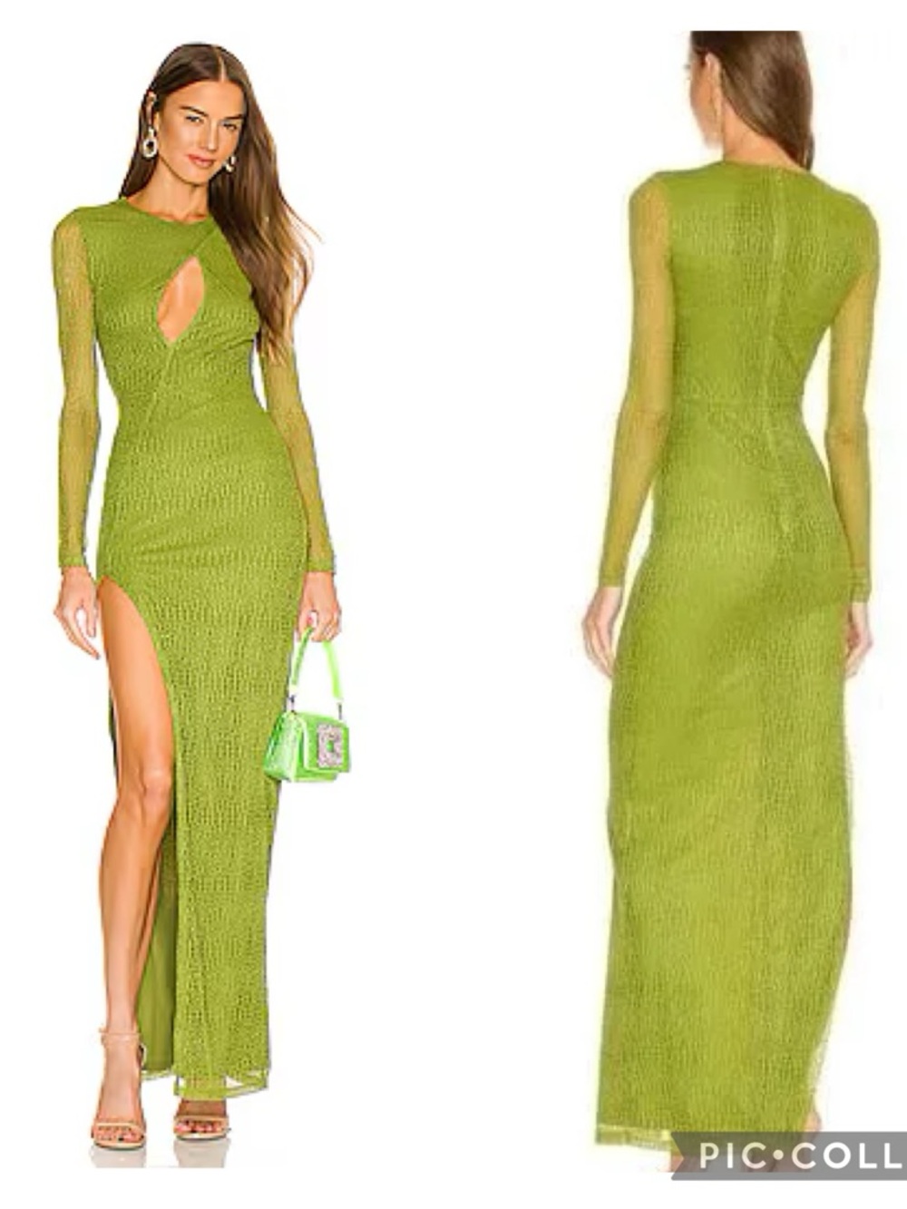 EUC Michael Costello x REVOLVE Lauren Cutout Maxi Dress in Green Croc